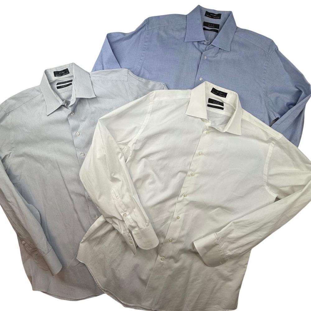 BLACK Saks Fifth Avenue Mens Slim Fit Shirts Lot of 3 Size 16.5 34/35 Cotton